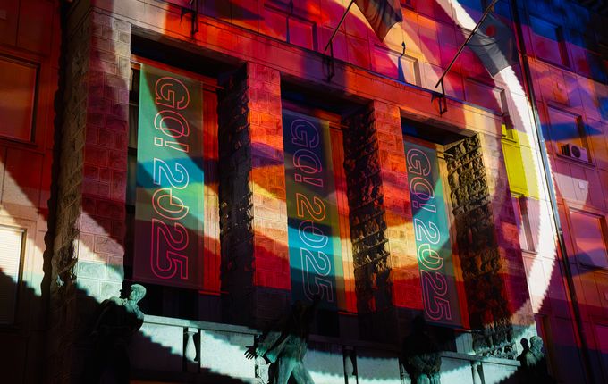 Otvoritvena slovesnost - video mapping na pročelje občinske stavbe.  &copy;Foto: Jernej Humar