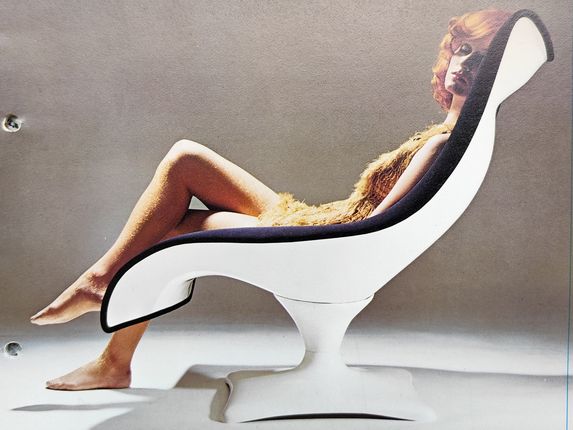 . The Gondola chair by the young designer Oskar Kogoj was featured on the cover of the magazine Industrial Design in 1971. &copy;From the collection of Regional Archive in Nova Gorica - PANG 0415 Meblo Nova Gorica, t.e. 427