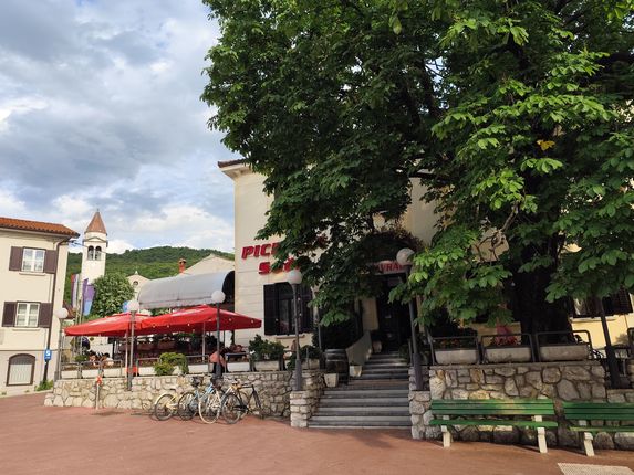 . Jože Srebrnič Square, the main square of Solkan &copy;Photo: Blaž Kosovel