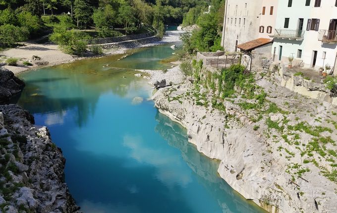 . Soča river by the town Kanal. &copy;Photo: Blaž Kosovel