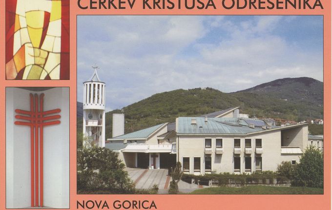 Cerkev Kristuta Odrešenika. Vir razglednice: Pokrajinski arhiv Nova Gorica.  
