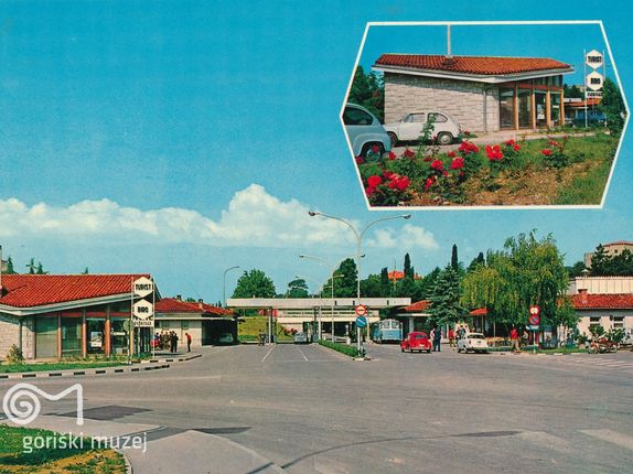. International border crossing Rožna Dolina &copy;Postcard from the collection of Goriški muzej Kromberk - Nova Gorica (Goriška museum)